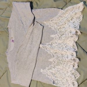 Grey long sleeve crop top